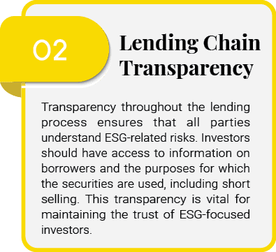 Transparency throughout the lending process ensures that all parties understand ESG related risks. Investors should h...