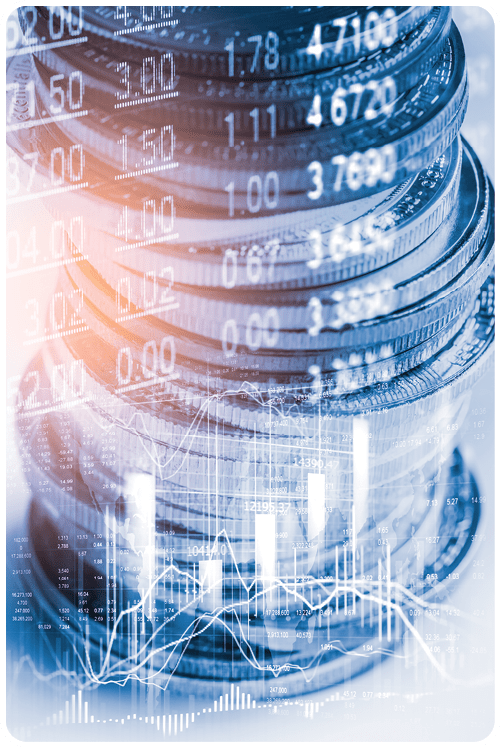 Stock market or forex trading graph and candlestick chart suitable for financial investment concept. Economy trends background for business idea and all art work design. Abstract finance background.