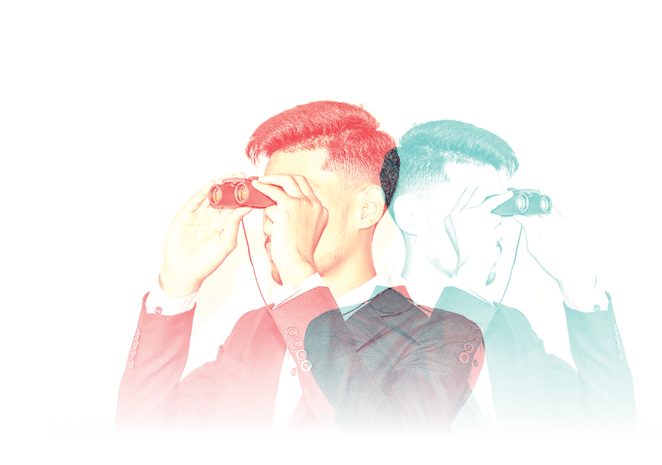 color double exposure.,Businessman observing with binoculars.,handsome man,Hipster looking to the future.,Business and finance concept,business concept