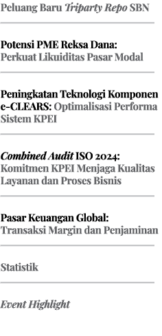 Peluang Baru Triparty Repo SBN ￼ Potensi PME Reksa Dana: Perkuat Likuiditas Pasar Modal ￼ Peningkatan Teknologi Kompo...