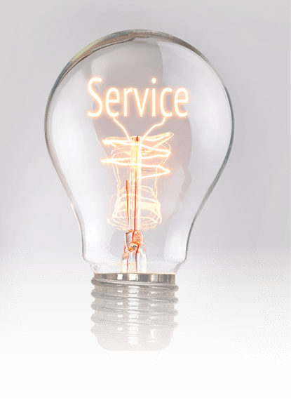 Customer Service concept in a filament lightbulb.