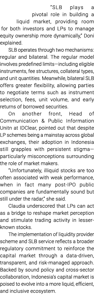 “SLB plays a pivotal role in building a liquid market, providing room for both investors and LPs to manage equity own...