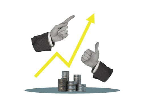 Rapid income growth, business development. interest rate and dividend concept. return on stocks and mutual funds, long term investment for retirement. 