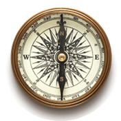 Vintage brass compass isolated on white background