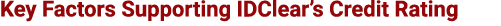 Key Factors Supporting IDClear’s Credit Rating 