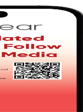 A red and white cell phone displays an advertisement for a company called ID Clear. The advertisement is displayed in a red and white color scheme, with the company's name and logo prominently featured. The advertisement is displayed in a square format, with the company's name and logo taking up a significant portion of the screen. AI generated content
